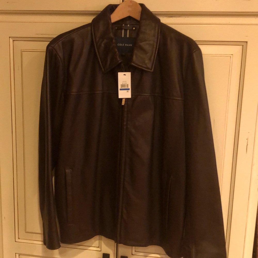 Cole Haan Chocolate Brown Leather Jacet